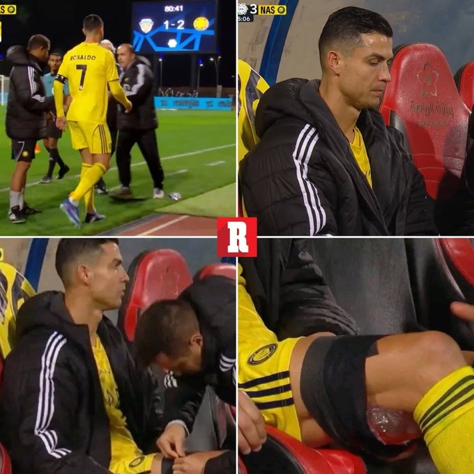 南宫28-希望问题不大！C罗在比赛中因身体不适被换下，在替补席接受冰敷